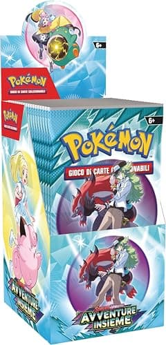 Pokémon GCC: Espositore di buste dell’espansione Scarlatto e Violetto - Avventure Insieme, contiene 18 buste di espansione.