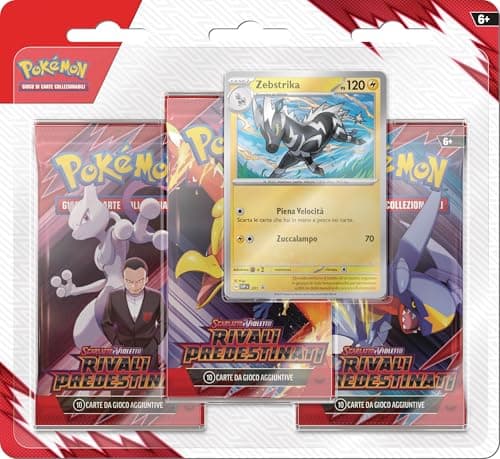 Pokémon GCC: confezione da tre buste dell’espansione Scarlatto e Violetto - Rivali Predestinati (tre buste di espansione e una carta promozionale olografica di Zebstrika)