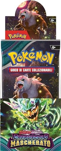 Espositore di buste dell’espansione Scarlatto e Violetto - Crepuscolo Mascherato del GCC Pokémon (18 buste), edizione in italiano. Esclusiva Amazon