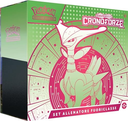 Set Allenatore Fuoriclasse (Fogliaferrea) dell'espansione Scarlatto e Violetto, Cronoforze del GCC Pokémon (1 carta promo olografica di Spineferree, 9 buste espansione e accessori premium), italiano