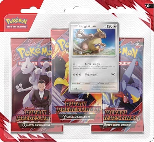 Pokémon GCC: confezione da tre buste dell’espansione Scarlatto e Violetto - Rivali Predestinati (tre buste di espansione e una carta promozionale olografica di Kangaskhan)
